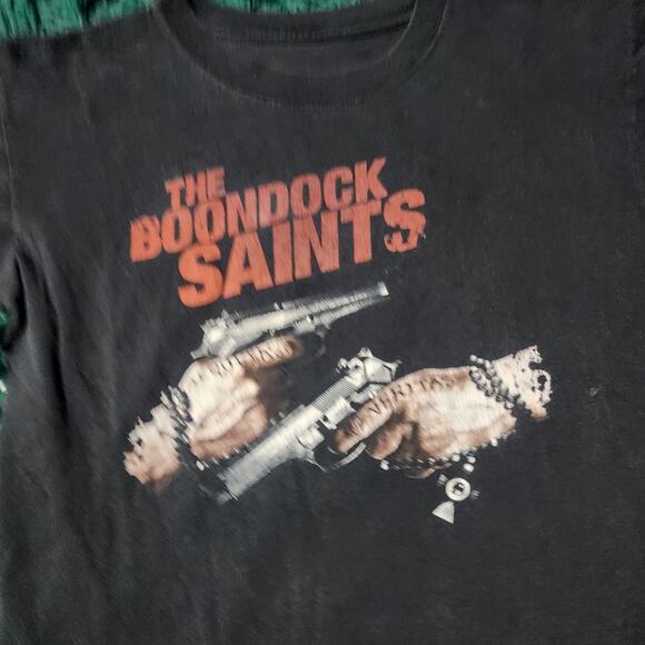 Vintage The Boondock Saints Movie T-Shirt Guns & Prayer Hands Graphic Black M - Picture 2 of 4